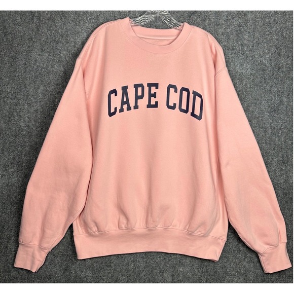 Mrs. Mitchell's Gifts Tops - Oversized Pink Sweatshirt Cape Cod READ Womens Medium Pink Blue Pullover Soft